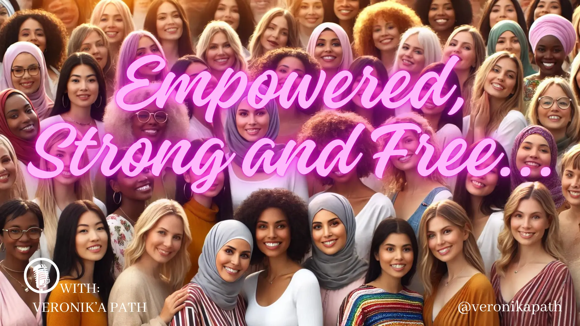 A diverse group of smiling women from different backgrounds, symbolizing empowerment, unity, and personal growth.